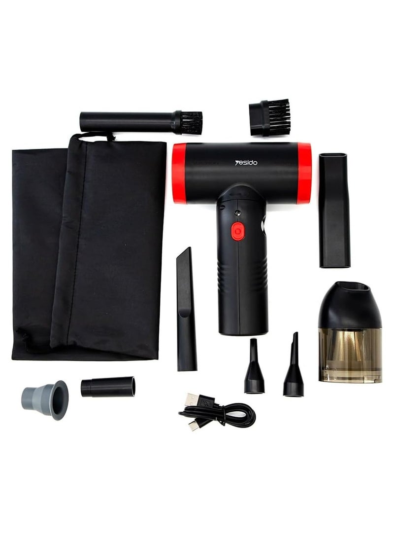 Yesido VC06 Duster Vacuum for Car Blowing and Suction Dual-Purpose Vacuum Cleaner - Black/Red - Image 4