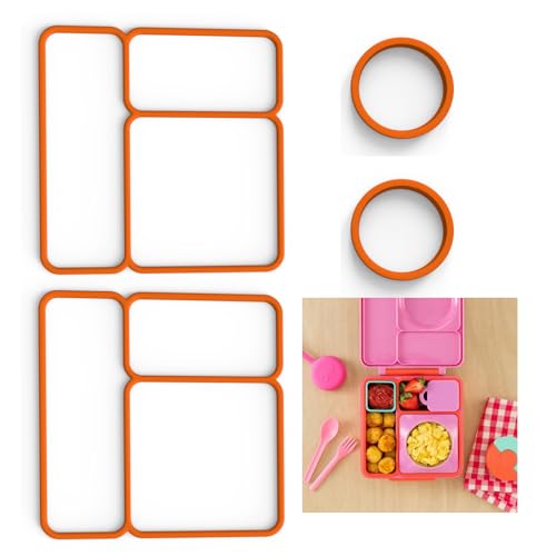 Aufuga 2 pack Lid Seal Gaskets and 2pack Container Seal Gaskets For OmieBox，Fit Replacement Parts For Kids Bento Box,100%Food-Safe Silicone Rubber,Essential Lunch Bento Box Accessories for Kids (Orange) - Image 1