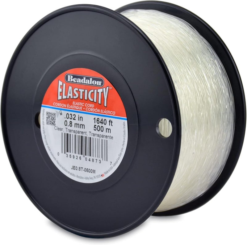 Beadalon Elasticity 0.8mm Clear Elastic Cord - 500 Meter Roll - Image 1
