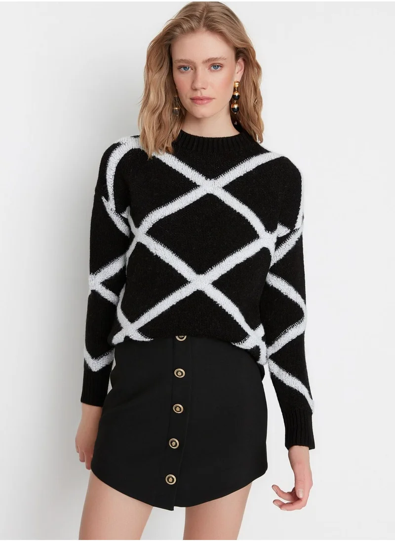 trendyol Printed Oversized Sweater