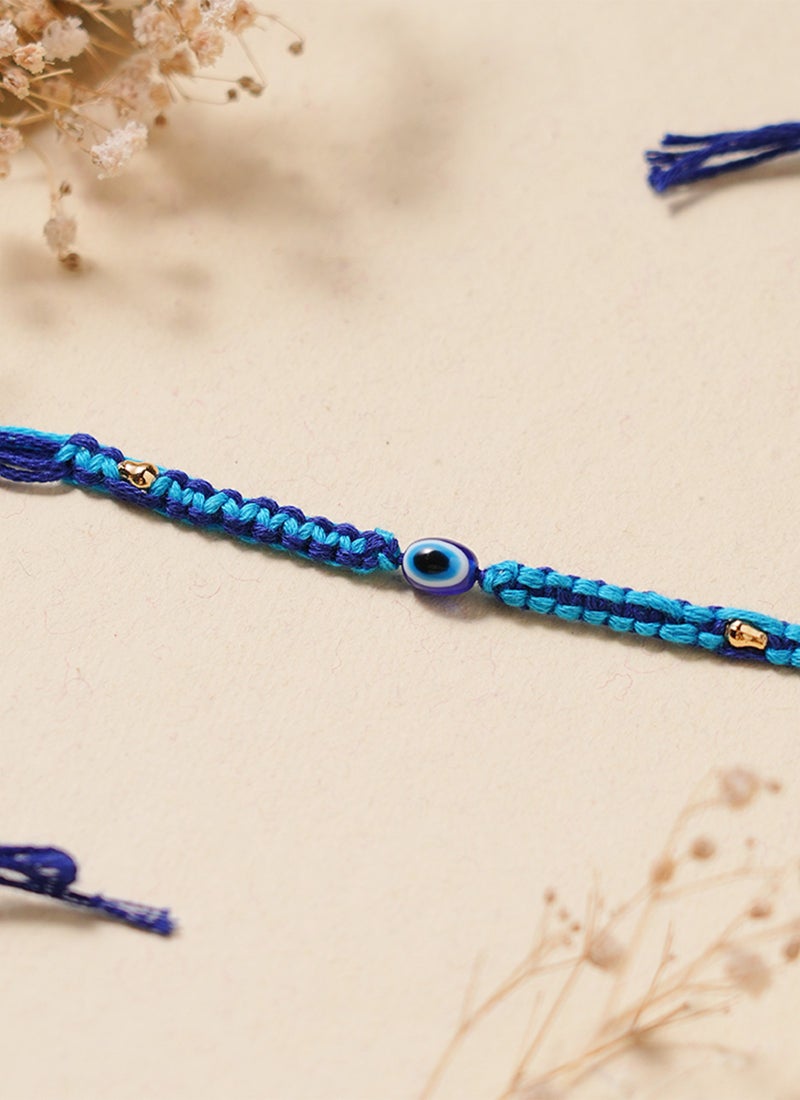 Madhoor Evil Eye Rakhi for Brother Dark Blue Designer Raksha Bandhan Thread ,Premium Handmade ,1 Piece-38 CM - Image 1