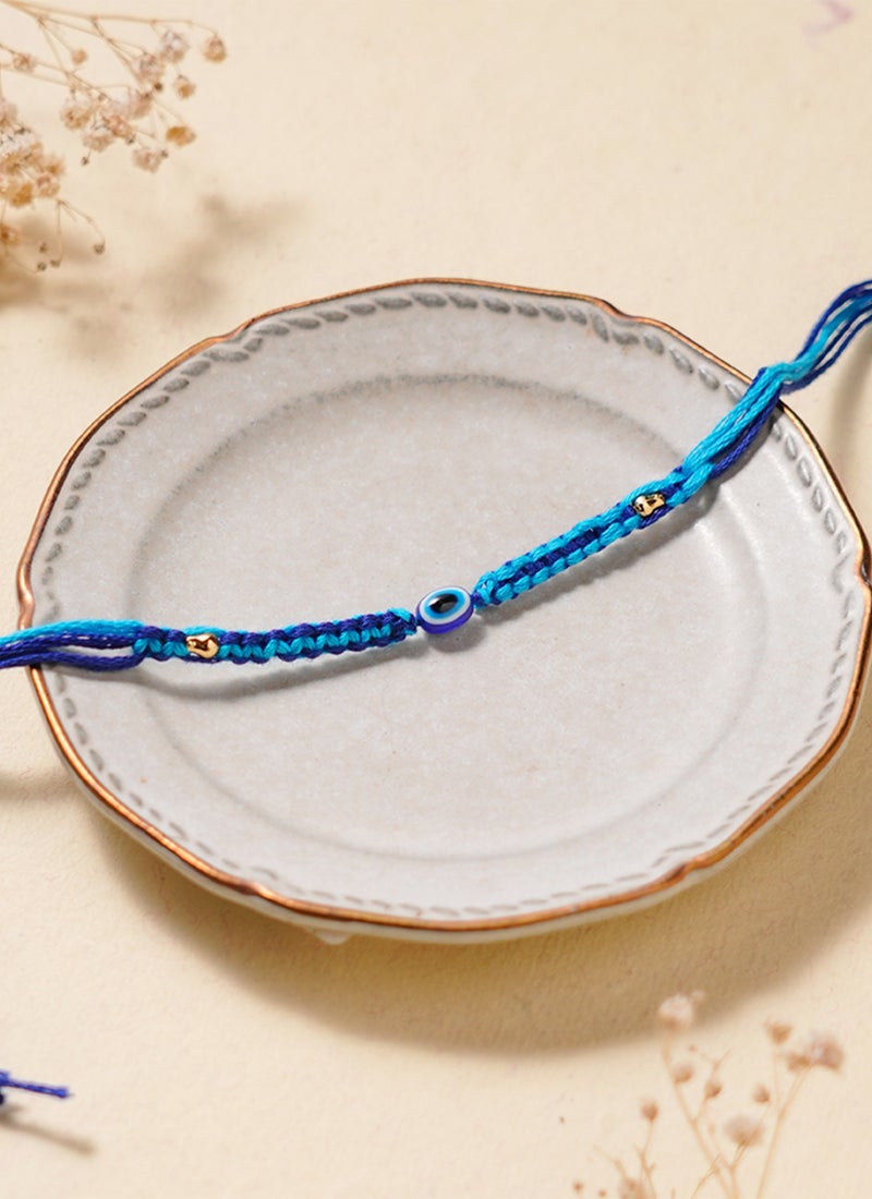 Madhoor Evil Eye Rakhi for Brother Dark Blue Designer Raksha Bandhan Thread ,Premium Handmade ,1 Piece-38 CM - Image 2