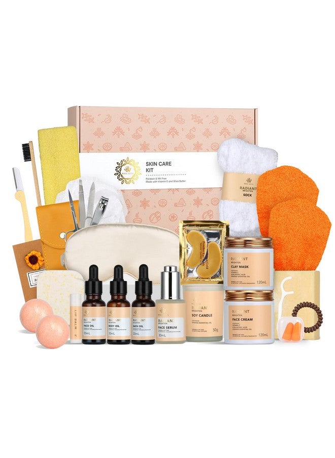 RA ROSA ACCA Gifts for Christmas, Skin Care Set for Women - Rosa Acca 28pcs Facial Kit at Home, Birthday Gifts for Women Orange VitaminC, Spa Gift Baskets for Women with Face Cream,Bath Oil, Spa Kit, Mothers Day - Image 1