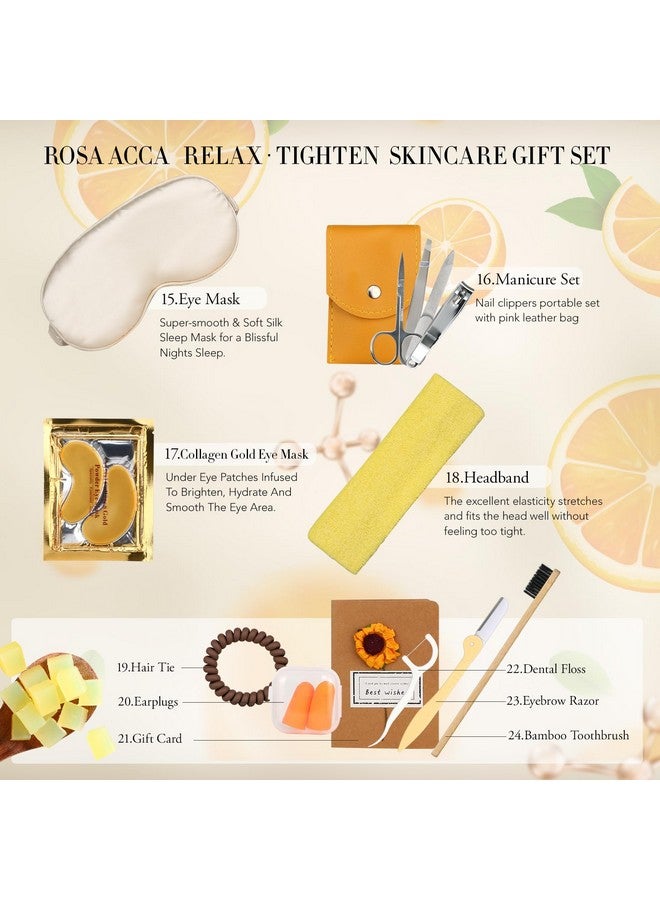 RA ROSA ACCA Gifts for Christmas, Skin Care Set for Women - Rosa Acca 28pcs Facial Kit at Home, Birthday Gifts for Women Orange VitaminC, Spa Gift Baskets for Women with Face Cream,Bath Oil, Spa Kit, Mothers Day - Image 4