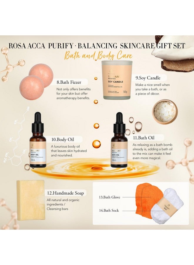 RA ROSA ACCA Gifts for Christmas, Skin Care Set for Women - Rosa Acca 28pcs Facial Kit at Home, Birthday Gifts for Women Orange VitaminC, Spa Gift Baskets for Women with Face Cream,Bath Oil, Spa Kit, Mothers Day - Image 3