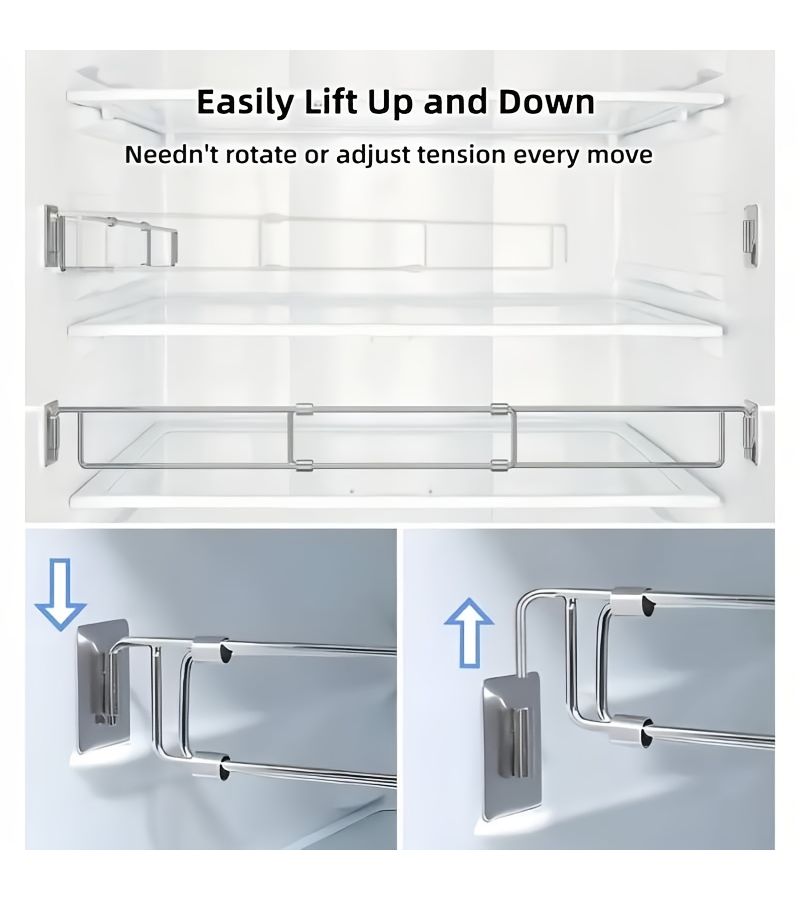 Stainless Steel RV Refrigerator Safety Bar Silvery Adjustable Secure Strap For Camper Fridge Storage Prevents Items From Falling Out Fit For Most RVs - Image 2