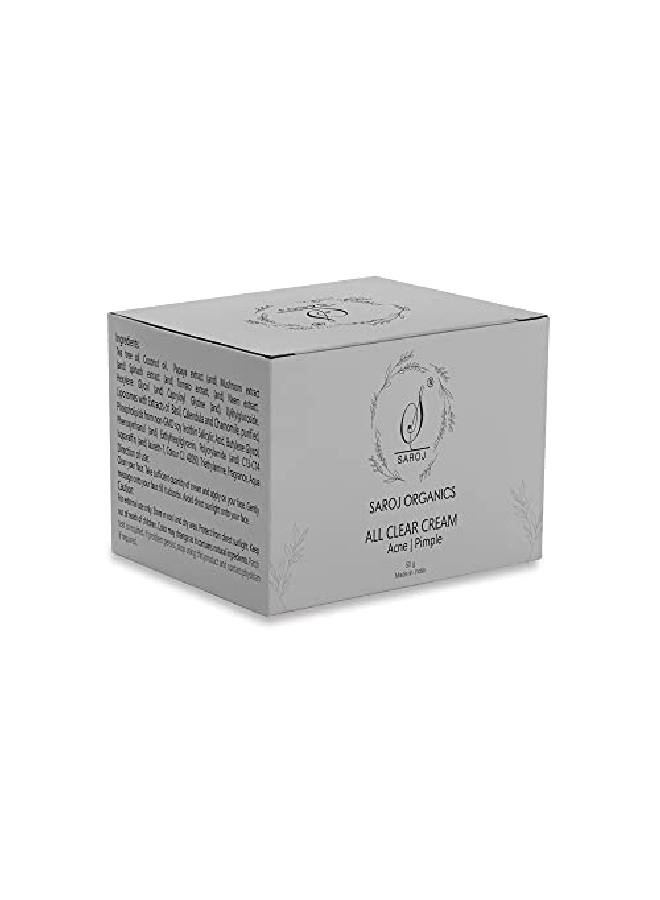 SAROJ Organics All Clear Cream 50Gm For Acne Pimples Acne Scars Open Pores Anti Acne And Blemishes For Men And Women  - Image 2