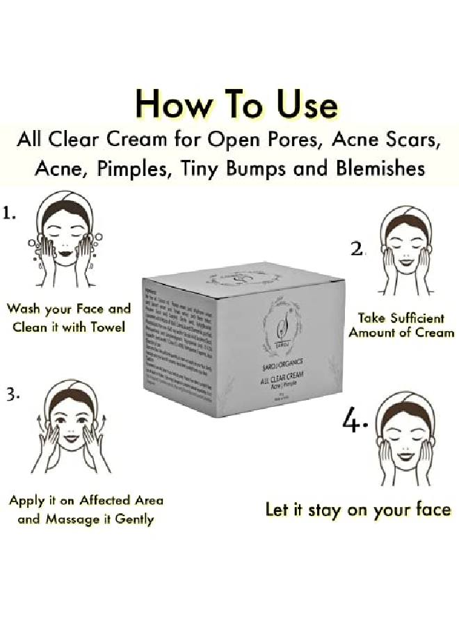 SAROJ Organics All Clear Cream 50Gm For Acne Pimples Acne Scars Open Pores Anti Acne And Blemishes For Men And Women  - Image 4