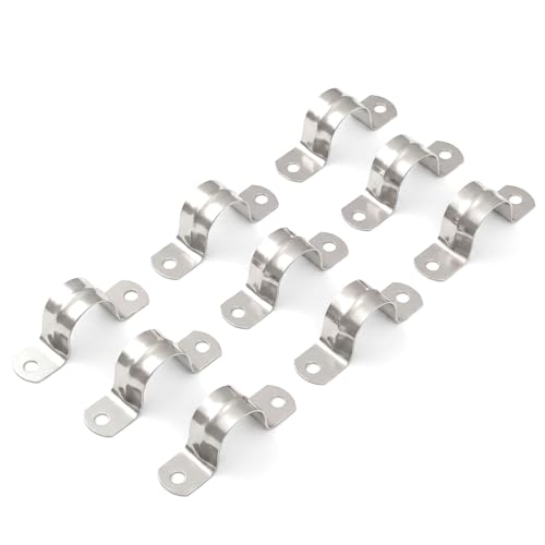 Yaocom 100 Pcs 1 Inch Pipe Strap 304 Stainless Steel Conduit Clamp Reinforced Rigid 2 Hole U Bracket for Pipe Fixing on Various Surfaces - Image 1