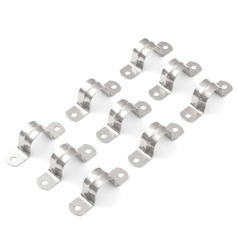 Yaocom 100 Pcs 1 Inch Pipe Strap 304 Stainless Steel Conduit Clamp Reinforced Rigid 2 Hole U Bracket for Pipe Fixing on Various Surfaces - Image 2