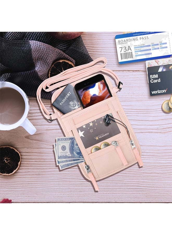 Generic - Passport Holder Neck Pouch Travel Wallet for Women and Men,  Blocking Security Slim Traveling Wallet with Around Neck Lanyard Strap - Image 1