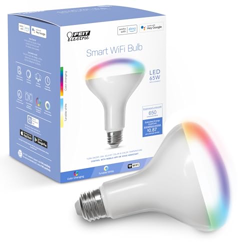 Feit Electric BR30 Smart Flood Light Bulb,2.4GHz WiFi Color Changing and Dimmable, No Hub, Works with Alexa or Google Assistant, BR30/RGBW/CA/AG, 65W, Multi-Color (RGBW), 1 Count (Pack of 1) - Image 1