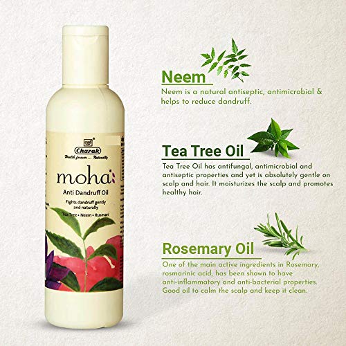 Moha Anti Dandruff Hair Oil with Tea Tree, Neem & Hibiscus | Soothes Itchy Scalp, Fights Dandruff, Boosts Hair Growth & Scalp Nourishment | Ayurvedic Anti-Fungal Oil for Healthy & Strong Hair | 100% Natural, No Harsh Chemicals - 200ML (Pack of 2) - Image 4