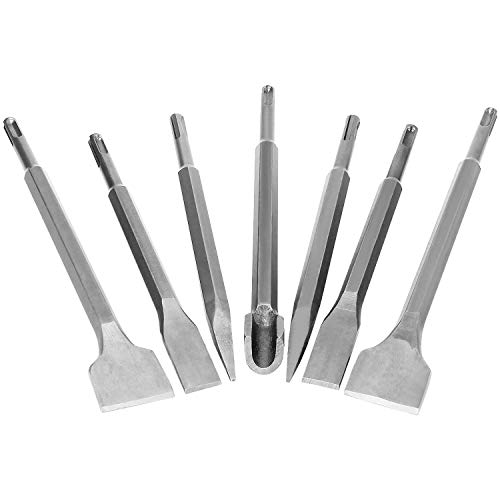 APACALI 7pc 3/8 inch SDS Plus Drill Chisel Set, Includes 40mm, 20mm & Specialty Chisels - Image 1