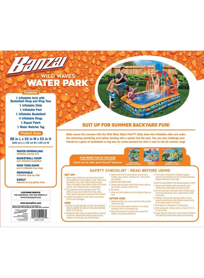Banzai BANZAI Wild Waves Water Park, Length: 88 in, Width: 52 in, Height: 53 in, Inflatable Outdoor Backyard Water Splash Toy - Image 4