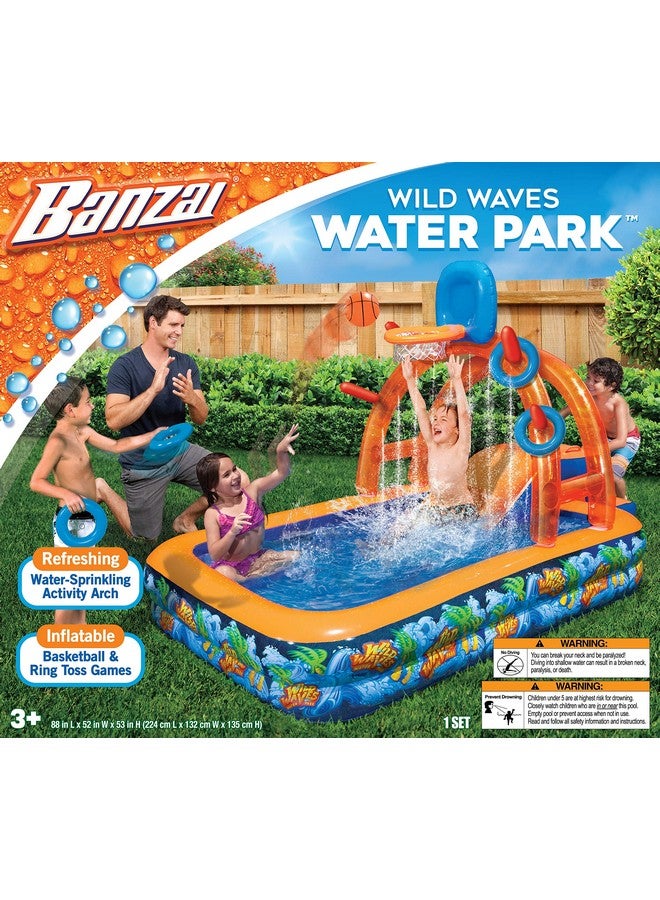 Banzai BANZAI Wild Waves Water Park, Length: 88 in, Width: 52 in, Height: 53 in, Inflatable Outdoor Backyard Water Splash Toy - Image 3