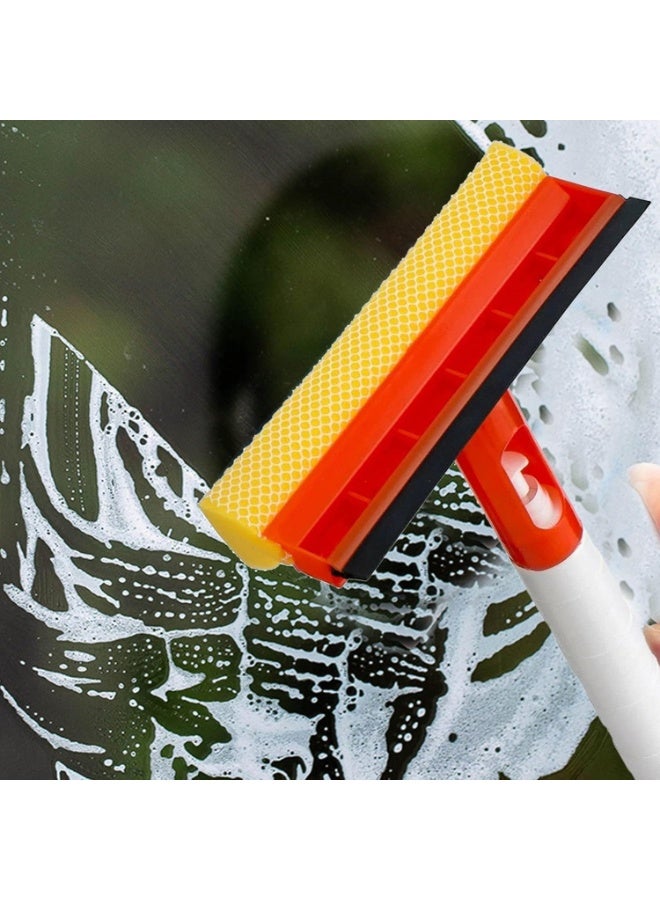 Multi-Purpose 3-in-1 Window Cleaning Spray Tool with Integrated Bottle, Soft Sponge & Scrubbing Brush – Ideal for Glass, Tile, Shower & Car Windows – Red - Image 2