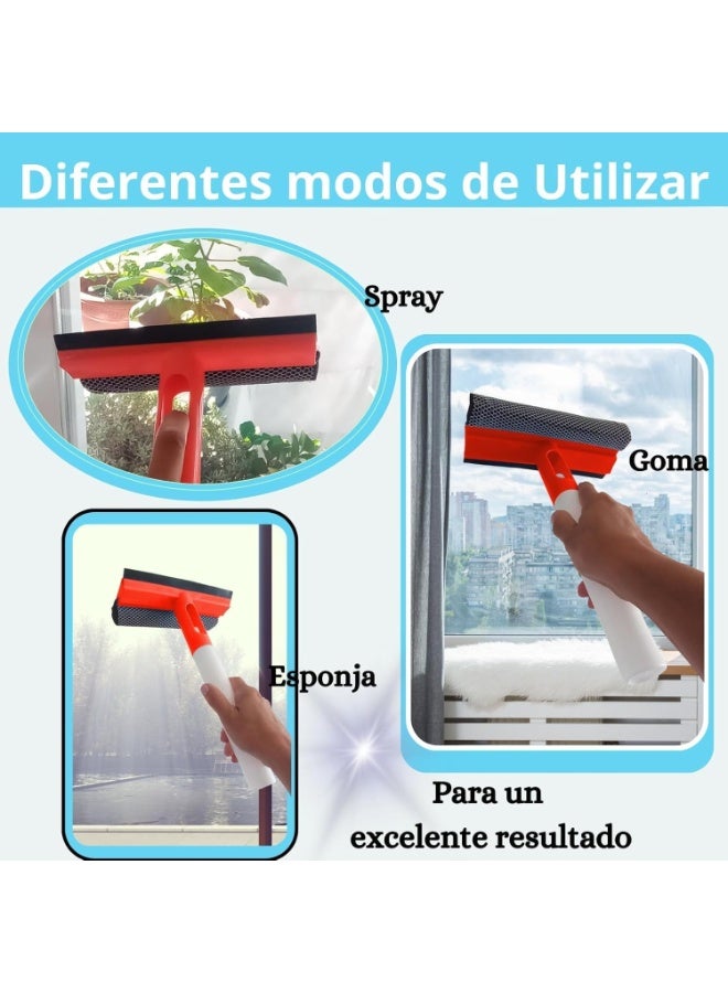 Multi-Purpose 3-in-1 Window Cleaning Spray Tool with Integrated Bottle, Soft Sponge & Scrubbing Brush – Ideal for Glass, Tile, Shower & Car Windows – Red - Image 5