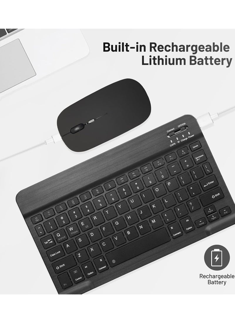 Generic - Ultra-Slim Bluetooth Keyboard Portable Mini Wireless Keyboard Rechargeable for Apple iPad iPhone Samsung Tablet Phone Smartphone iOS Android Windows (10 inch Black) - Image 1