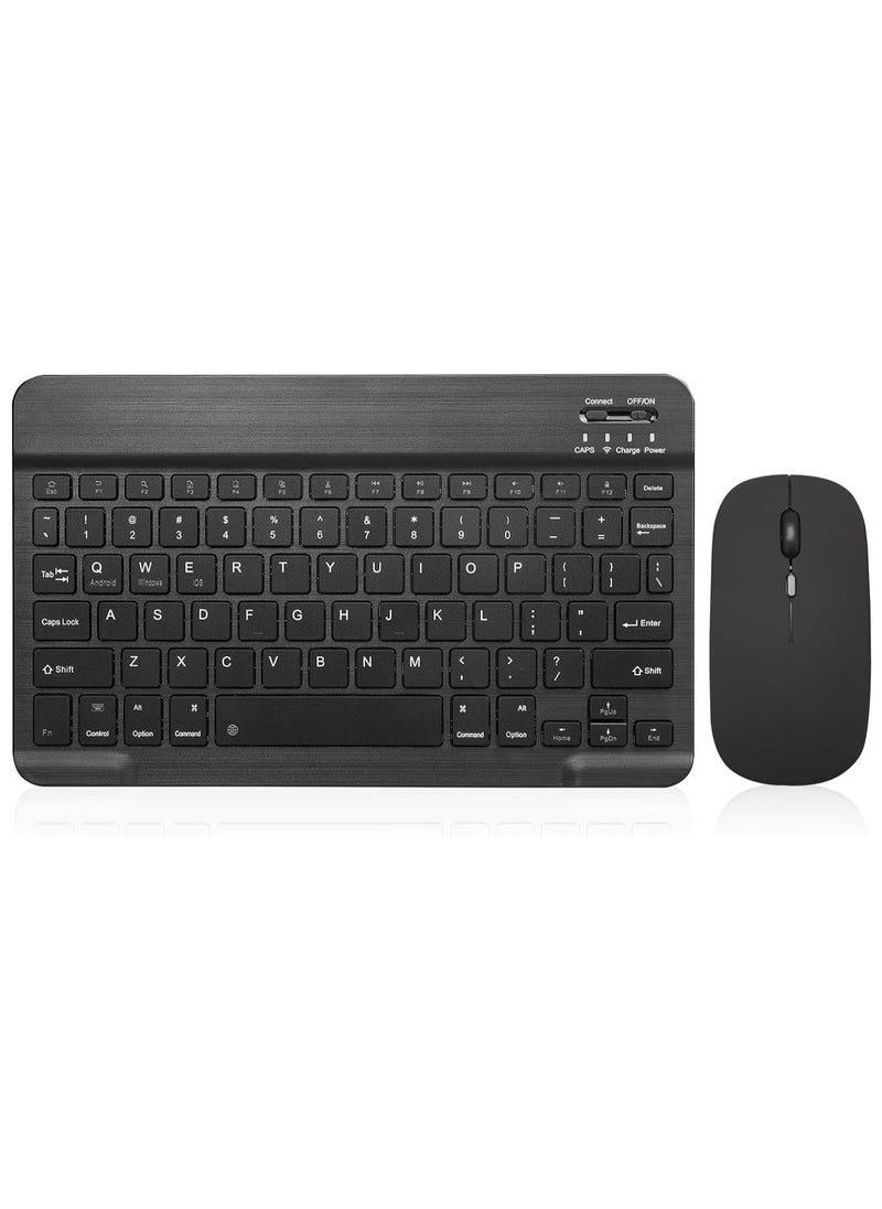 Generic - Ultra-Slim Bluetooth Keyboard Portable Mini Wireless Keyboard Rechargeable for Apple iPad iPhone Samsung Tablet Phone Smartphone iOS Android Windows (10 inch Black) - Image 1