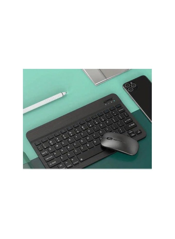 Generic - Ultra-Slim Bluetooth Keyboard Portable Mini Wireless Keyboard Rechargeable for Apple iPad iPhone Samsung Tablet Phone Smartphone iOS Android Windows (10 inch Black) - Image 1