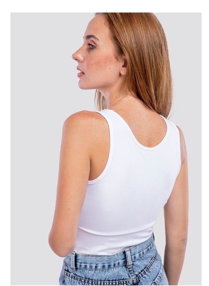 Mesery - Mesery Women's Cotton Stretch Plain Tank Top - white - Image 1