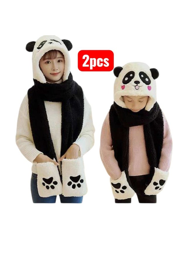 Animal Panda Hat with Moving Ears Jumping Pop Up Batting Plush Ear Panda Hat 2 Pieces - Image 1