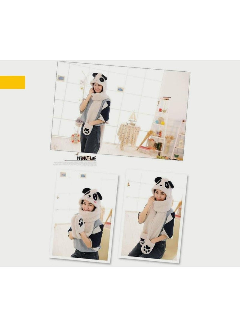 Animal Panda Hat with Moving Ears Jumping Pop Up Batting Plush Ear Panda Hat 2 Pieces - Image 2