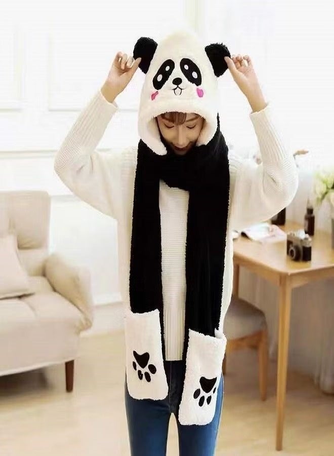 Animal Panda Hat with Moving Ears Jumping Pop Up Batting Plush Ear Panda Hat 2 Pieces - Image 3