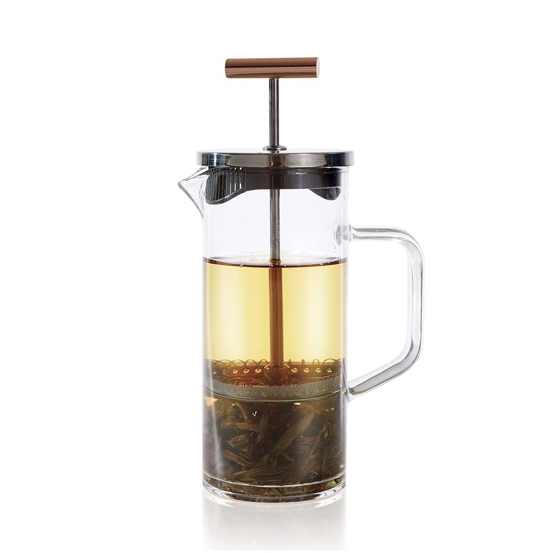 Teabloom Tea Press with Copper Pull Handle and Stainless Steel Filter – Tea Connoisseur's Choice – Pekoe Tea Maker, 20-Ounce - Image 1