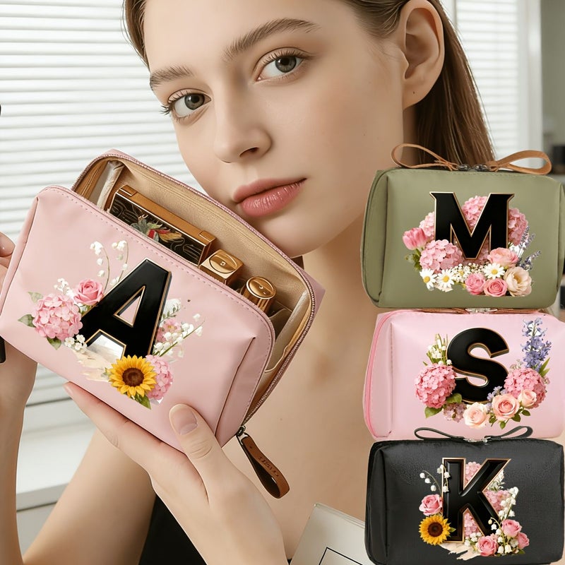 Pink Portable Travel Makeup Bag Cosmetics Storage Organizer - Image 1