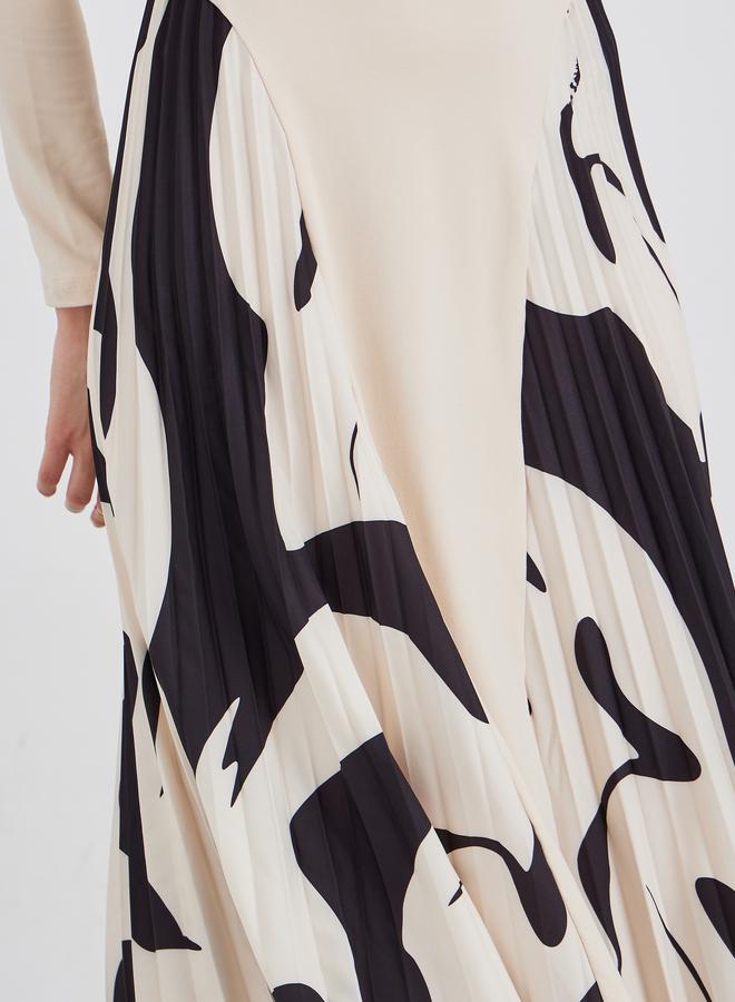 ستايلي فستان ميدي بتفاصيل كسرات وأكمام طويلة - Image 4