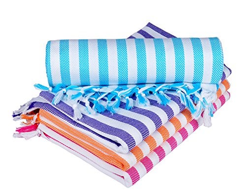 Sathiyas Cotton Non-Terry Bath Towel 480 GSM Ultra Absorbent Super Soft and Comfortable-Quick Drying Towel (Set of 4, Lavender, Blue, Orange, Pink, 75 cm X 150 cm) - Image 1