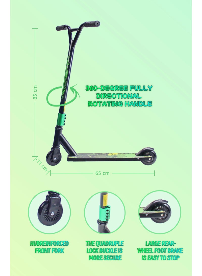 EASY FUTURE Stunt Scooter for Tricks – 2-Wheel Pro Scooter with 110 mm Wheels, Aluminium Deck with Grip Tape, Wide T-Tube Bars, Steel Brake, 360° Spin, Ideal for Beginner & Intermediate Riders - Image 2