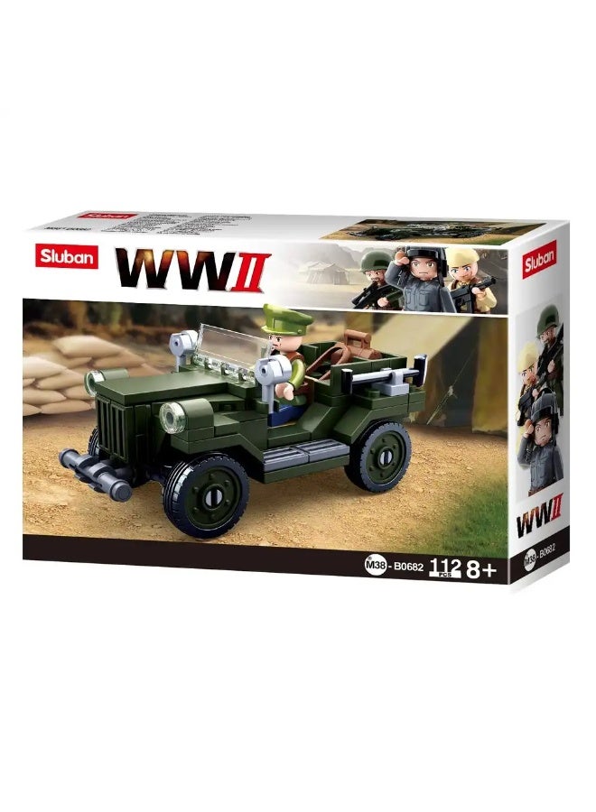 WWII Army Allied Field Jeep Bricks Set 112 Pieces - M38-B0682 - Image 1