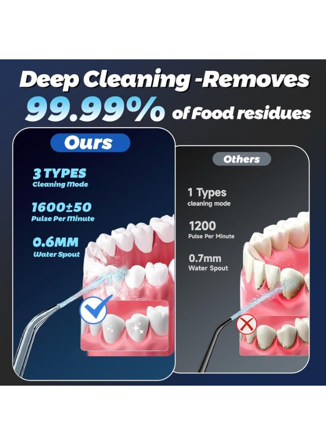 كيلا جهاز تنظيف الأسنان بالماء، مقاوم للماء بدرجة IPX6، 4 أوضاع محمولة لتنظيف الأسنان، قابل لإعادة الشحن عبر USB للسفر والمنزل، منظف أسنان تقويمي للعناية بصحة الفم (أسود) - Image 2