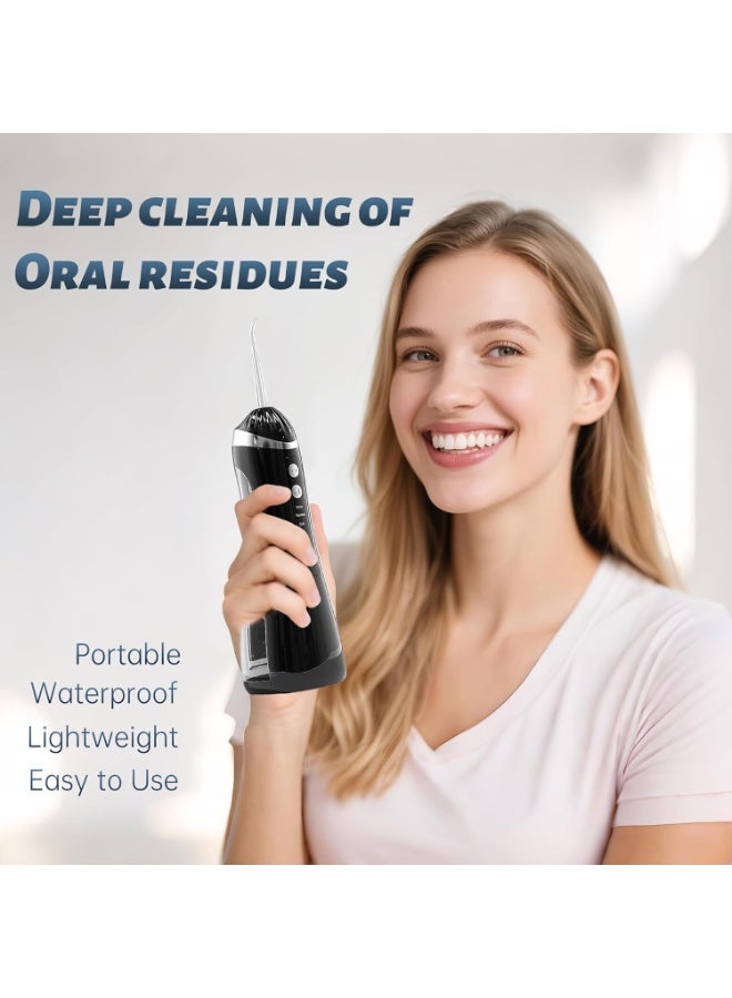كيلا جهاز تنظيف الأسنان بالماء، مقاوم للماء بدرجة IPX6، 4 أوضاع محمولة لتنظيف الأسنان، قابل لإعادة الشحن عبر USB للسفر والمنزل، منظف أسنان تقويمي للعناية بصحة الفم (أسود) - Image 3