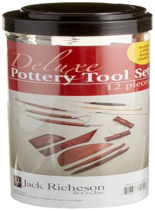 Jack Richeson Deluxe 12-Piece Pottery Tool Set with Storage Canister - Image 2
