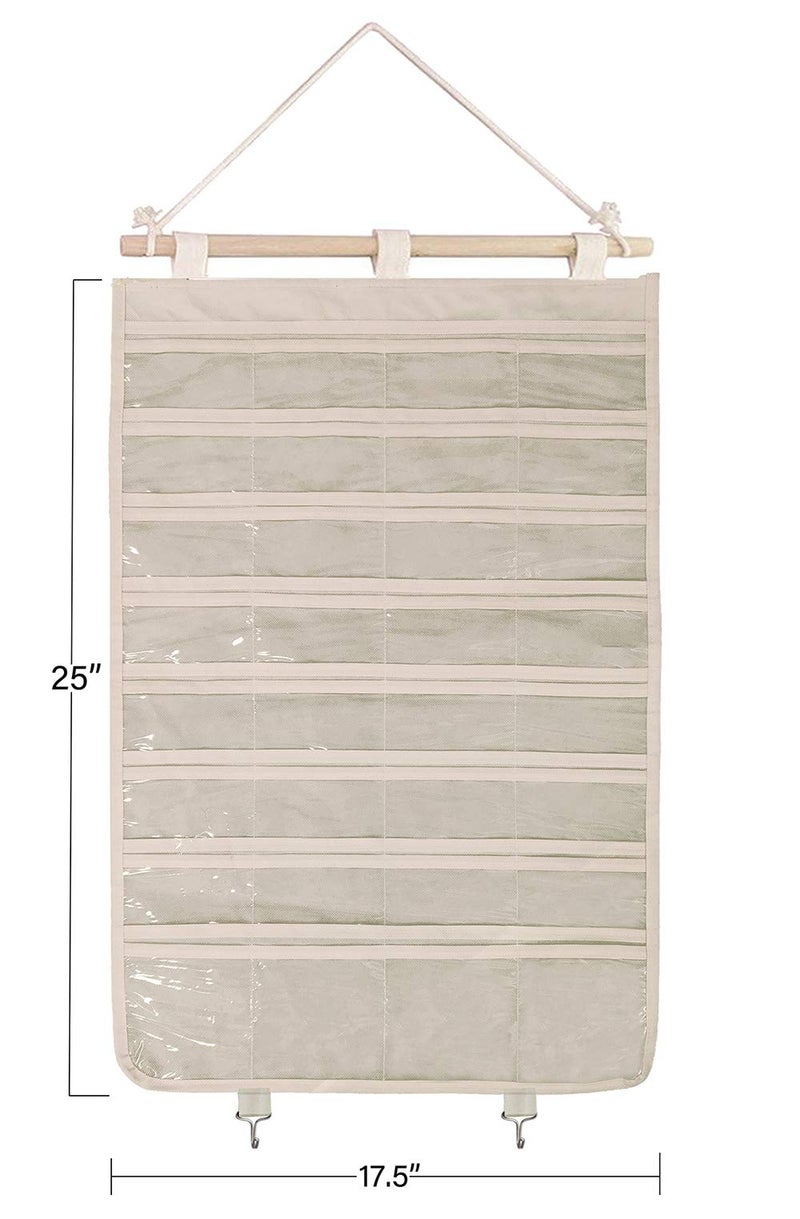 BB Brotrade Hanging Jewelry Organizer,Accessories Organizer,32 Pocket Organizer for Holding Jewelries (Beige-32 Pockets) - Image 5