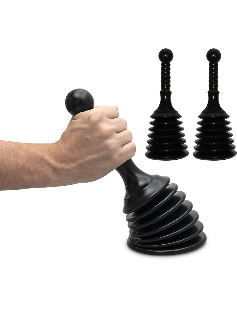 Small Sink and Drain Plunger, Unclogging Tool for Kitchen Sinks, Bathroom Drains, Showers, Bathtubs, Bath Unblocker for Clearing Blockages, Black - Image 1