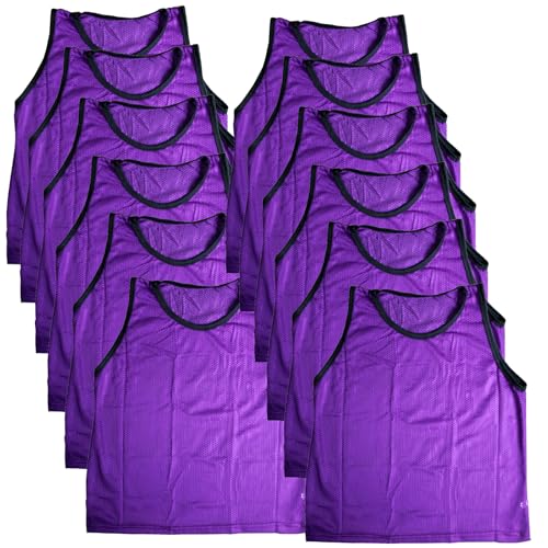 BlueDot Trading Youth Nylon Mesh Scrimmage Training Pinnie Vest for team practice for all kinds of sports soccer, football, basketball, Lacrosse, Purple, 12 Pack - Image 5