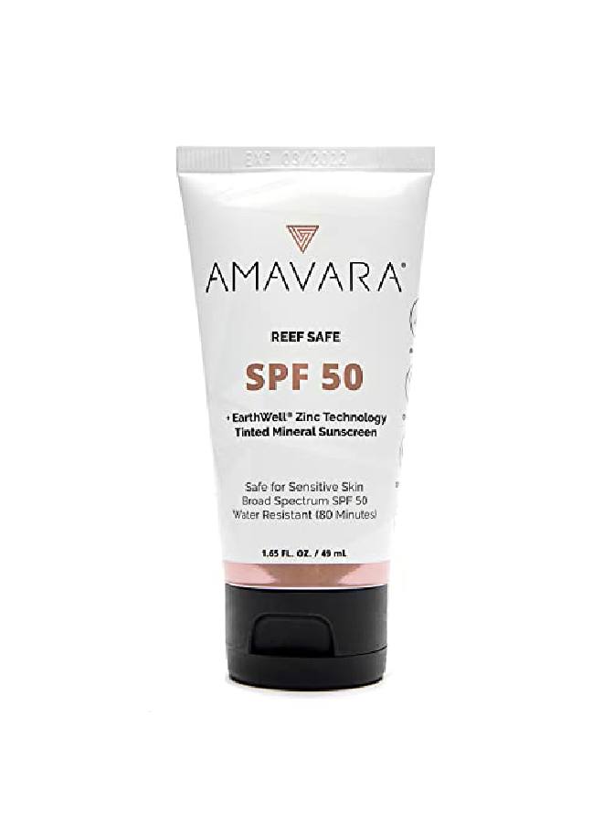 Tinted Mineral Sunscreen Spf 50 Physical Zinc Based Sunblock Vegan Waterproof Sunshield Broad Spectrum Reef Safe Suntan Lotion For Sensitive Skin Face & Body 165 Ounces (1Pack)