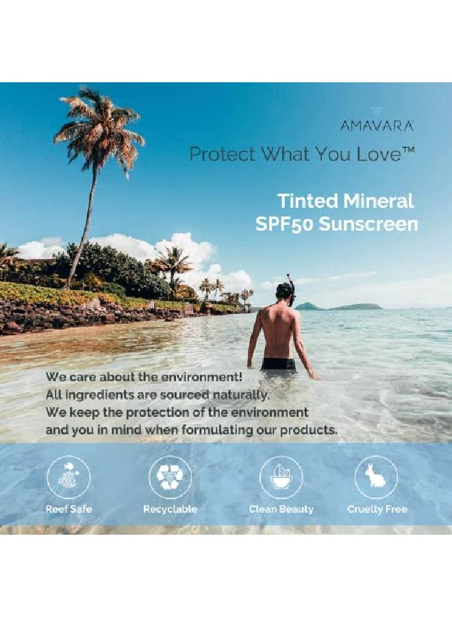 Tinted Mineral Sunscreen Spf 50 Physical Zinc Based Sunblock Vegan Waterproof Sunshield Broad Spectrum Reef Safe Suntan Lotion For Sensitive Skin Face & Body 165 Ounces (1Pack)