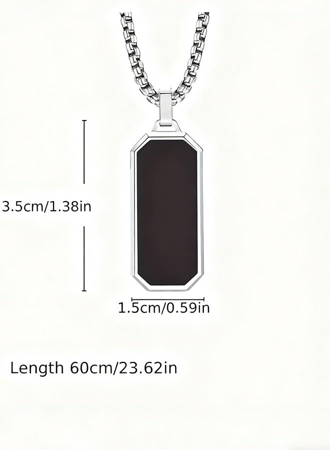 Happy D Men's Stainless Steel Necklace with Minimalist Modern Pendant Durable Chain Elegant Suitable for Daily Wear Formal Occasions Ideal as Gift for Valentine's Day Birthday Anniversary Festival Accessories for Men for Guys for Adults（60cm） - Image 4