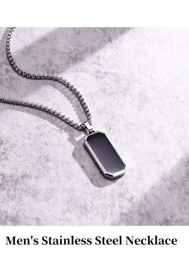 Happy D Men's Stainless Steel Necklace with Minimalist Modern Pendant Durable Chain Elegant Suitable for Daily Wear Formal Occasions Ideal as Gift for Valentine's Day Birthday Anniversary Festival Accessories for Men for Guys for Adults（60cm） - Image 1