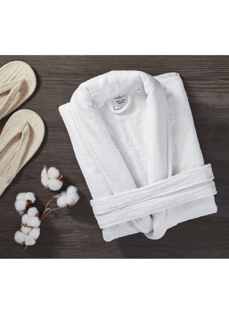 Donetella Unisex 100% Cotton Velour Bathrobe Small & Medium Size, 400 GSM, Luxurious & Absorbent, Soft Velvet Feel, Ankle-Length with Shawl Collar & Pockets  - Image 1