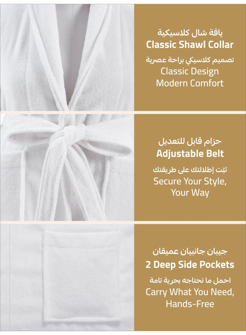 دوناتيلا روب حمام فيلور قطني ناعم سريع الامتصاص (مقاس S/M) أبيض