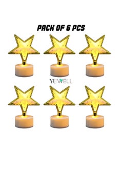 Yuwell Pack Of 6 Pcs Star Shape Mini Portable Night Light And Table Decor Lamp For Ramadan Light For Eid And Ramadan Decoration  - Image 1