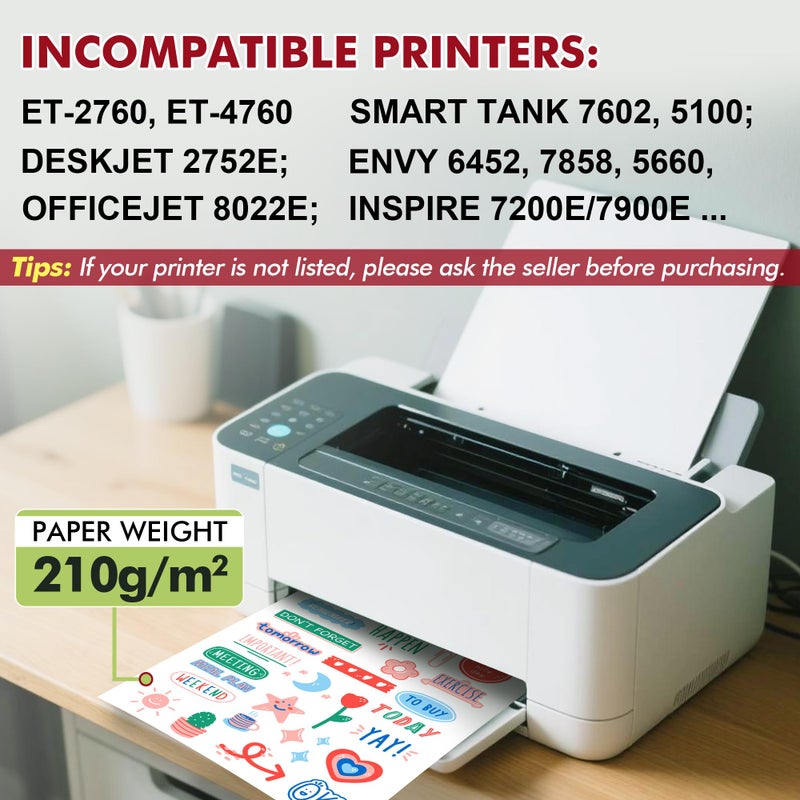 A-SUB Clear Sticker Paper for Inkjet Printers, Waterproof Translucent Printable Vinyl Sticker Paper - 50 Sheets 8.5x11 Inch Glossy Clear Label Paper for Custom Decals - Image 4