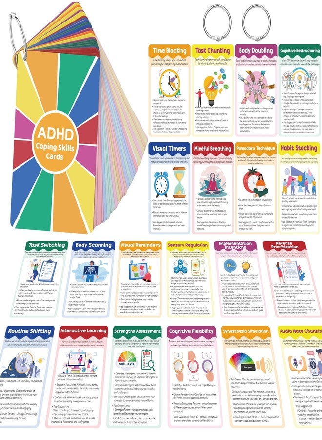 AmazingSpark AmazingSpark 24 Pcs ADHD Coping Skills Cards ADHD Activity ...